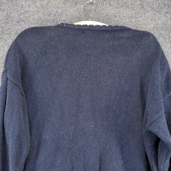 Karen Scott Womens Pullover Sweater Blue Medium Flags Nautical Shoulder Pads - Picture 7 of 13